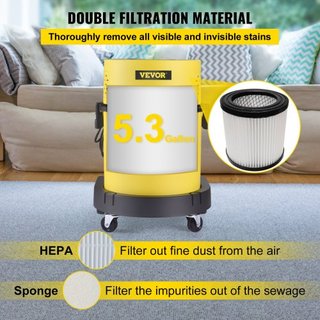 Aspiradora Húmeda y Seca, 20.1 L 2 HP Pico, Aspiradora Portátil 4 en 1 con Función de Soplado y Rocío, Control Remoto, Filtración HEPA y de Esponja, 5 Cepillos para Hogar, Coche