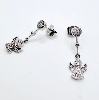 PENDIENTES ANGEL CON PIEDRAS PLATA 925. Peso 3.76g
