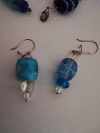 Conjunto Pulsera y Pendientes Azul de cristal