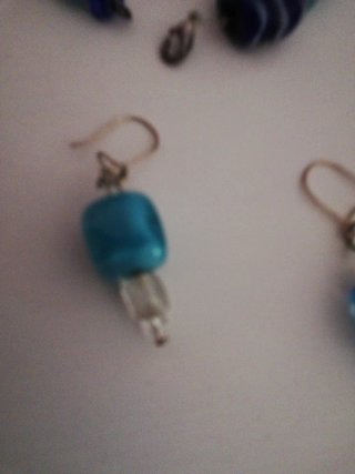 Conjunto Pulsera y Pendientes Azul de cristal