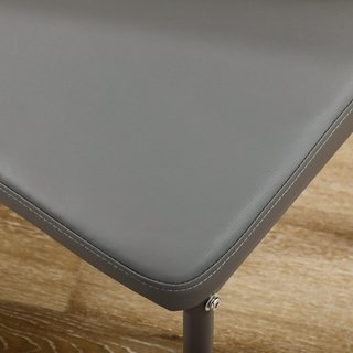 Set da Pranzo 5 Pezzi con Tavolo e 4 Sedie Moderne in Pelle Sintetica, Metallo e Vetro Temperato, Grigio