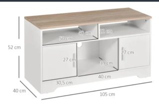 Mueble TV blanco y madera