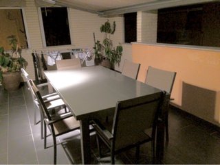 Mesa de terraza cristal y metal
