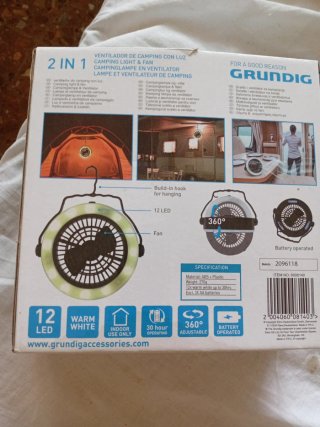 Ventilador y Lámpara Camping 2 en 1