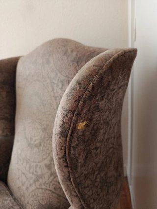 Dos butacas orejeras clásicas. Chenilla jacquard