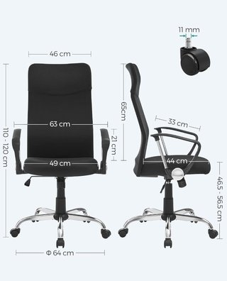 SONGMICS Sedia da Ufficio, Sedia da Scrivania Ergonomica