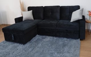 Sofá Cama PAU negro. Chaiselong. Cómodo. ¡OFERTA!