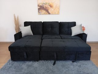 Sofá Cama PAU negro. Chaiselong. Cómodo. ¡OFERTA!