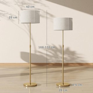 Lampada da terra con controllo remoto e luminosità regolabile 3000K-6000K, lampada dimmerabile con schermo in tessuto, per soggiorno e camera da letto, oro