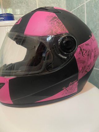 Casco Moto NZI Negro y Rosa