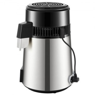 Destilador de Agua, 1 L/H, Fabricante de Agua Destilada de 4L con Temporizador de 0-99 H, Purificador de Agua de Encimera de 750W con Pantalla de Doble Temperatura, Polvo de Limpieza de Jarra de V...