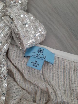 CeCe Top Lentejuelas Plateado Talla M