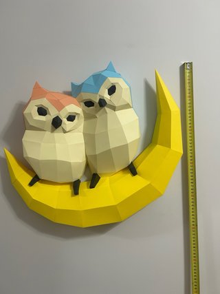 Figura búhos en luna decorativa infantil