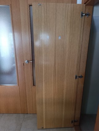 Puertas madera y cristal salón doble y cocina