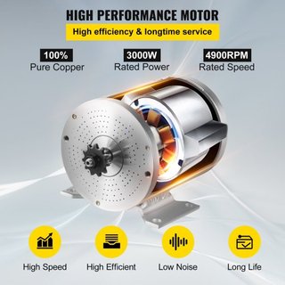 Motor eléctrico sin escobillas DC 72V 3000W Kit de motor eléctrico sin escobillas 4900RPM con controlador y empuñadura de acelerador para scooter eléctrico, bicicleta eléctrica, motor de motocicle...
