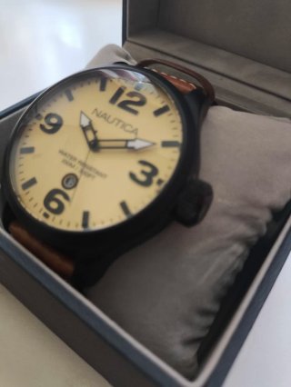 Orologio Nautica Uomo Nero e Marrone