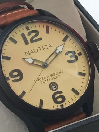Orologio Nautica Uomo Nero e Marrone