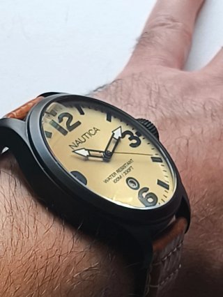 Orologio Nautica Uomo Nero e Marrone
