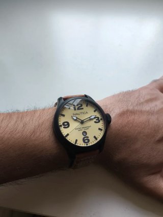 Orologio Nautica Uomo Nero e Marrone