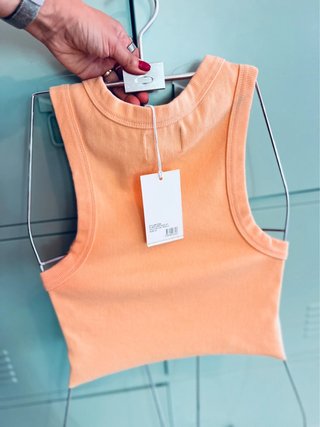 Abrand Jeans - Ribbed Tank Top - Peach Sleeveless