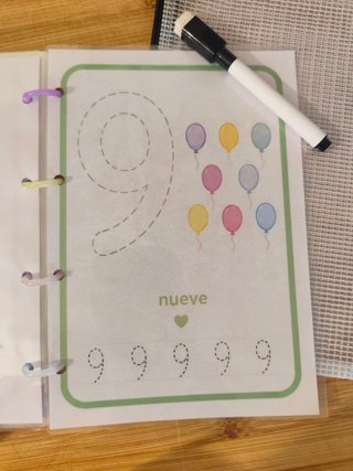 Libro infantil trazos números plastificado a mano