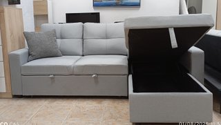 Sofá Cama PAU Gris. Chaiselong. Cómodo. ¡OFERTA!