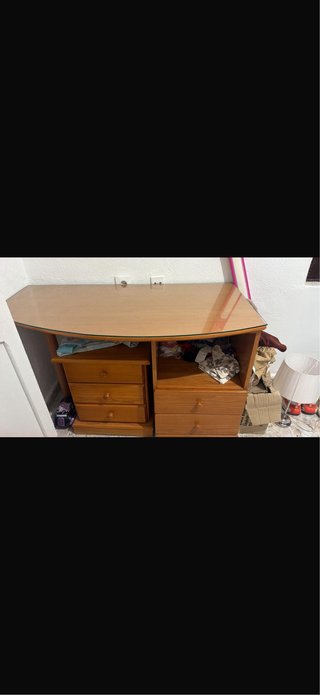 Escritorio madera y cristal