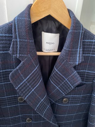 Abrigo Mango cruzado estampado cuadros