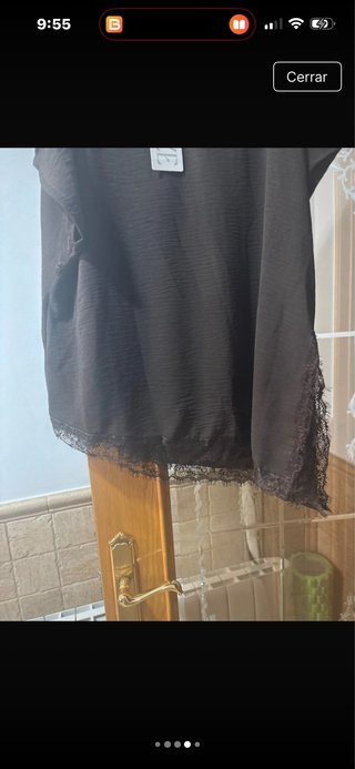 Blusa Talla Única con Encaje Negro