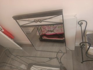 Mueble de forja con espejo y banqueta todo artesan