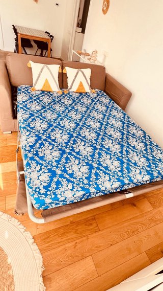 Sofá Cama Beige Tela