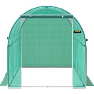 Invernadero de túnel portátil, 3.6 x 2 x 2 m / 12 x 7 x 7 pies, casa de plantas con arcos de acero galvanizado, 1 viga superior, 2 postes diagonales, 2 puertas con cremallera y 6 ventanas enrollab...