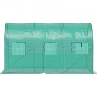 Invernadero de túnel portátil, 3.6 x 2 x 2 m / 12 x 7 x 7 pies, casa de plantas con arcos de acero galvanizado, 1 viga superior, 2 postes diagonales, 2 puertas con cremallera y 6 ventanas enrollab...