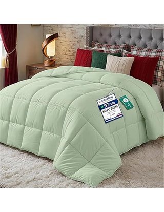 Utopia Bedding Edredón de Fibra 135x200 cm - Fibra Hueca siliconada - 370 gr/m² (Verde Salvia - Cama 80-135 x 200 cm)