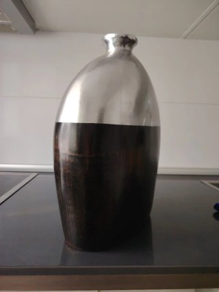 Jarrón Cerámica Plata y Marrón 38x30x12