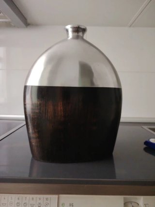 Jarrón Cerámica Plata y Marrón 38x30x12