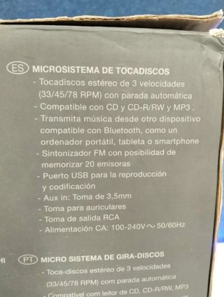 Muse MT-112W Micro Sistema CD/Giradiscos Bluetooth