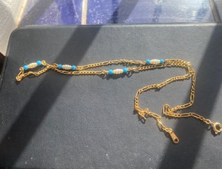 Cadena Fígaro Perlas Azules