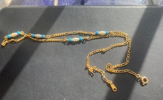 Cadena Fígaro Perlas Azules