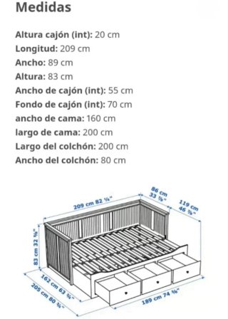 Diván Cama Ikea Hemnes Blanco