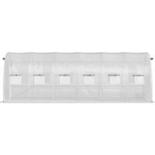 Invernadero de túnel portátil, 609.6 x 304.8 x 213.4 cm Casa caliente para plantas con arcos de acero galvanizado, 3 vigas superiores, 4 postes diagonales, 2 puertas con cremallera y 12 ventanas e...