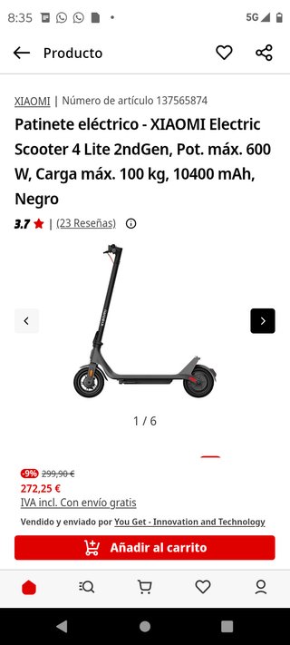Patinete Eléctrico Xiaomi Scooter 4 Lite