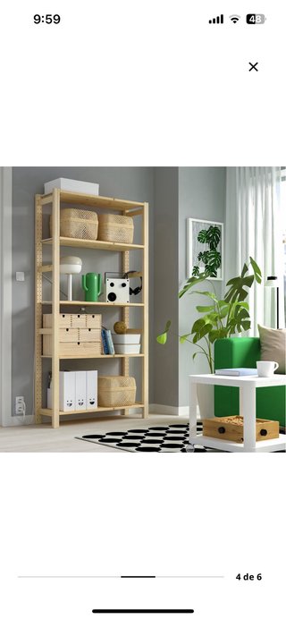 Estantería madera pino 5 baldas IVAR