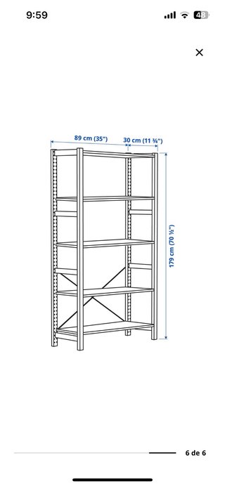Estantería madera pino 5 baldas IVAR