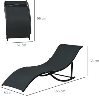 Set de 2 Tumbonas de Jardín Plegables, Tumbona en Aluminio y Textilene, Negro, 61X165X63Cm