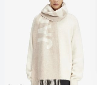 Bufanda inspiració reversible beige y blanco