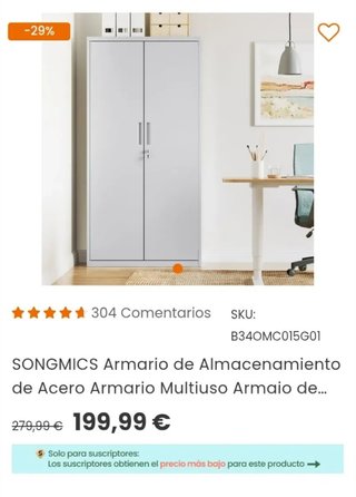 SONGMICS Armario de Acero de 5 Estantes