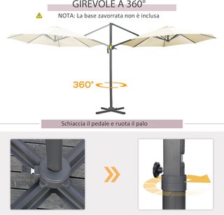 Sombrilla de Jardín Descentrada 3X2.5 M Giratoria a 360° Con Angulación Regulable