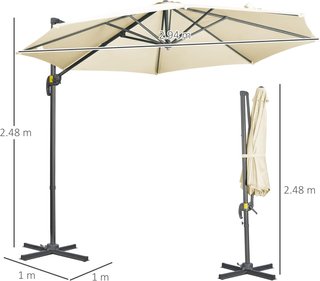 Sombrilla de Jardín Descentrada 3X2.5 M Giratoria a 360° Con Angulación Regulable