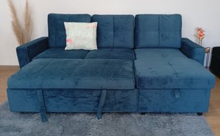 Sofá Cama PAU Azul. Chaiselong. Cómodo. ¡OFERTA!